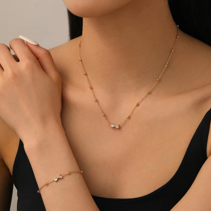 Gelang Wanita Titanium Steel Motif Pita Berlian Zircon – Desain Elegan, Tidak Luntur & Cocok untuk Semua Gaya