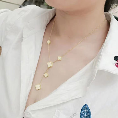 Kalung Wanita Four-Leaf Clover – Kalung Liontin Rumbai Elegan Gaya Mewah perhiasandirect