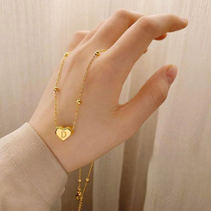 Liontin Titanium A-Z,26 letter necklace rantai leher titanium nama sendiri 26 letters love chain anti karat - 我的商店