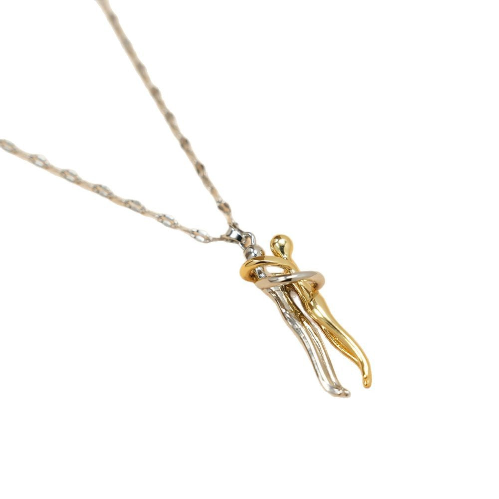 Kalung Pasangan Motif Pelukan dengan Liontin Bibir – Rantai O Titanium Steel, Desain Trendi & Populer perhiasandirect