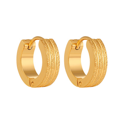 Anting Wanita Tiga Lapis Sederhana Berlapis Frosted - Baja Tahan Karat Hipoalergenik Gaya Korea | Perhiasan Elegan - 我的商店