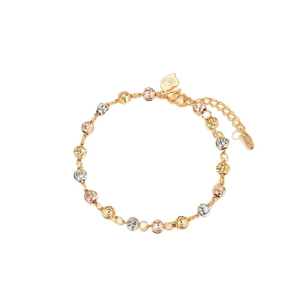 Gelang Manik Wanita Trendy – Desain Unik Tembaga Berlapis Emas | Model Beads Bentuk Pisau Lengkung, Stylish & Mudah Dipadukan perhiasandirect