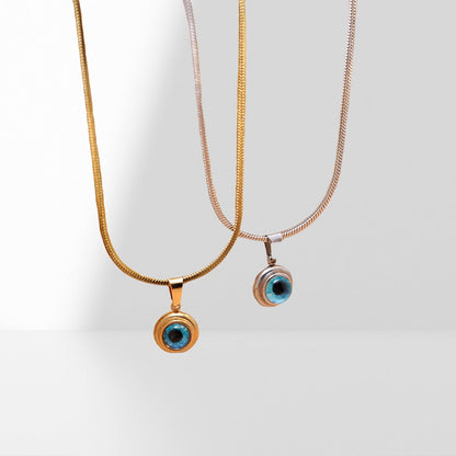 Kalung Titanium Steel Desain Angel Eye – Rantai Emas Unisex, Elegan & Trendi perhiasandirect