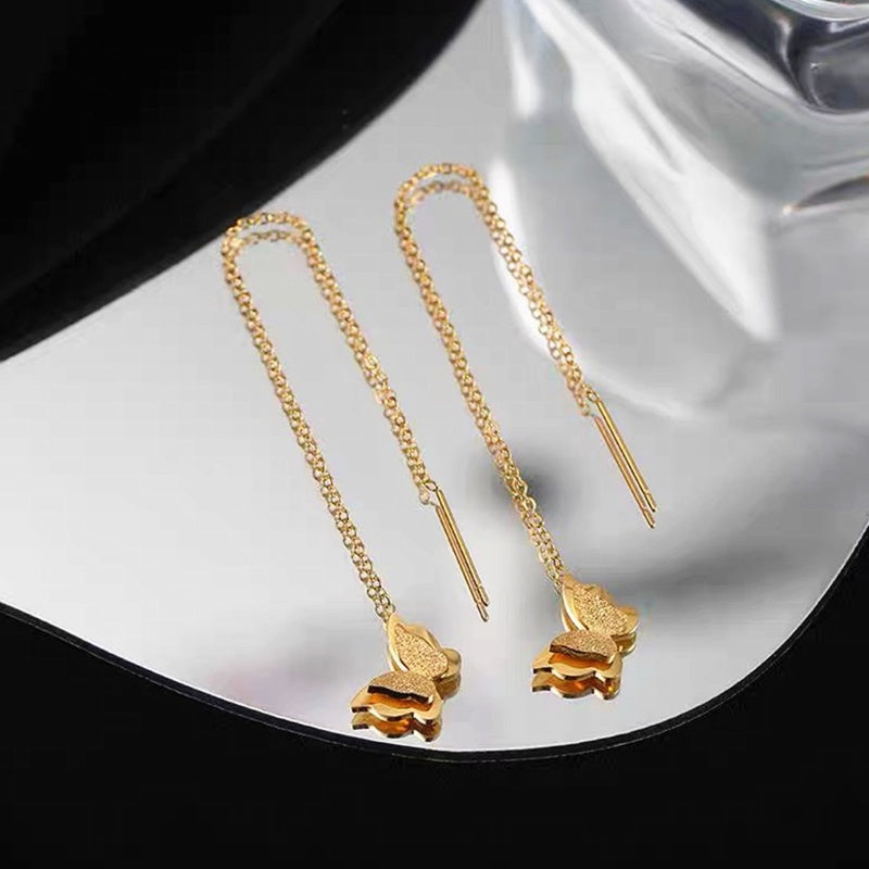 Anting Kupu-Kupu untuk Wanita - Hikaw Emas Stainless Steel Anti Pudar | Perhiasan Hadiah Elegan - 我的商店