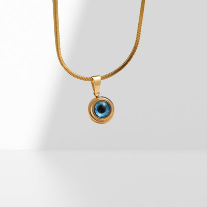 Kalung Titanium Steel Desain Angel Eye – Rantai Emas Unisex, Elegan & Trendi perhiasandirect
