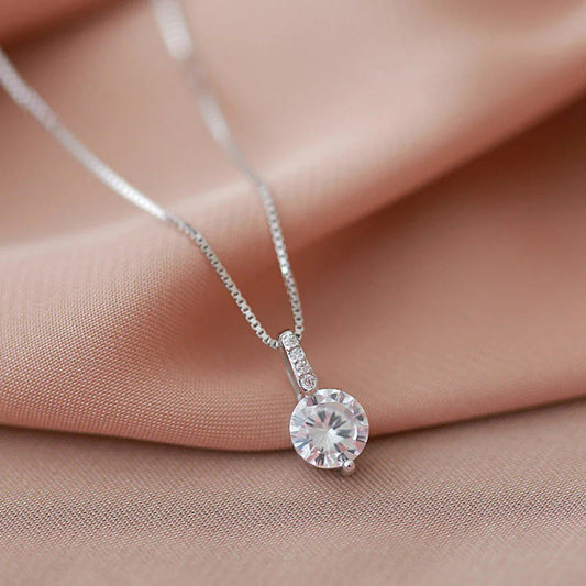 Kalung Wanita Zircon Tunggal Elegan Gaya Minimalis perhiasandirect