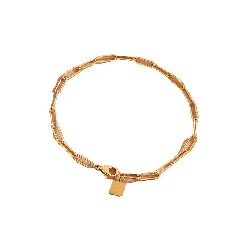 Gelang Wanita Baja Titanium Tebal Rantai Hip Hop Emas perhiasandirect