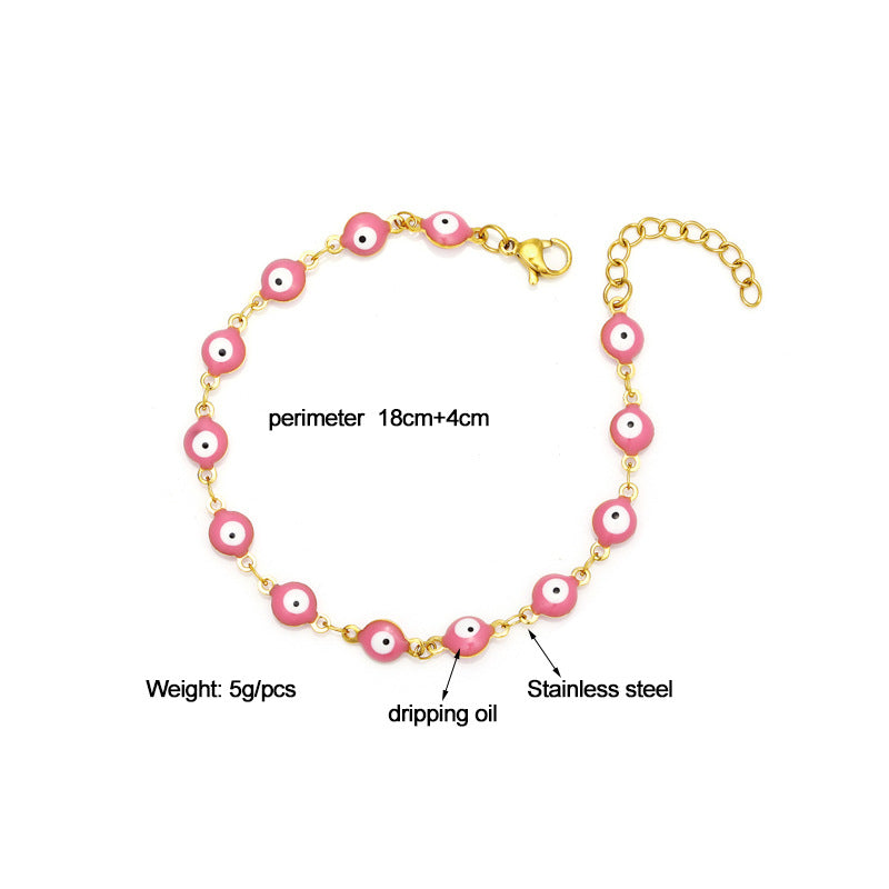 Gelang Mata Iblis Fashion Baja Tahan Karat 304 – Berlapis Emas 18K & Resin, Grosir perhiasandirect