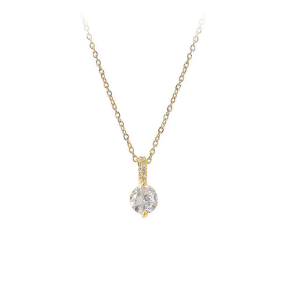 Kalung Wanita Zircon Tunggal Elegan Gaya Minimalis perhiasandirect