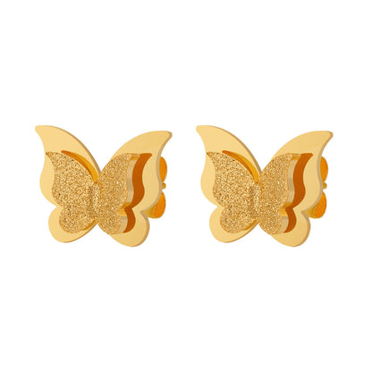 Anting Stud Wanita Kupu-Kupu Matte Baja Titanium perhiasandirect