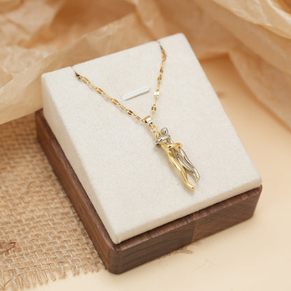 Kalung Pasangan Motif Pelukan dengan Liontin Bibir – Rantai O Titanium Steel, Desain Trendi & Populer perhiasandirect