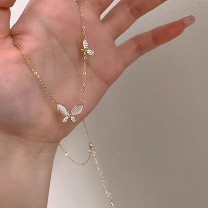 Kalung Wanita Kupu-Kupu Batu Cat Eye – Model Baru 2025, Kalung Collarbone Elegan & Minimalis perhiasandirect