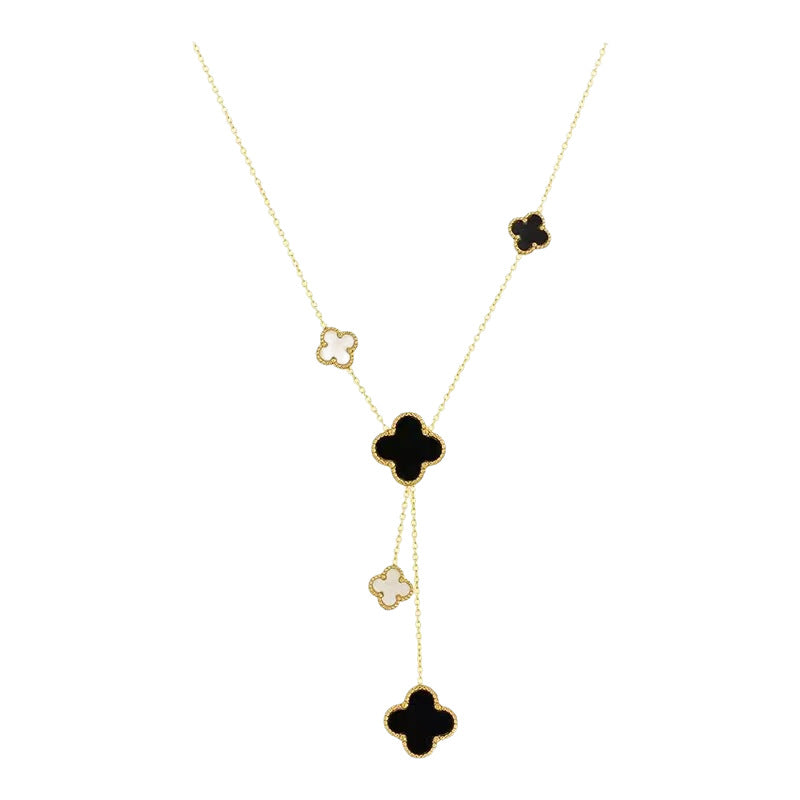 Kalung Wanita Four-Leaf Clover – Kalung Liontin Rumbai Elegan Gaya Mewah perhiasandirect