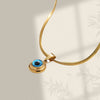 Kalung Titanium Steel Desain Angel Eye – Rantai Emas Unisex, Elegan & Trendi