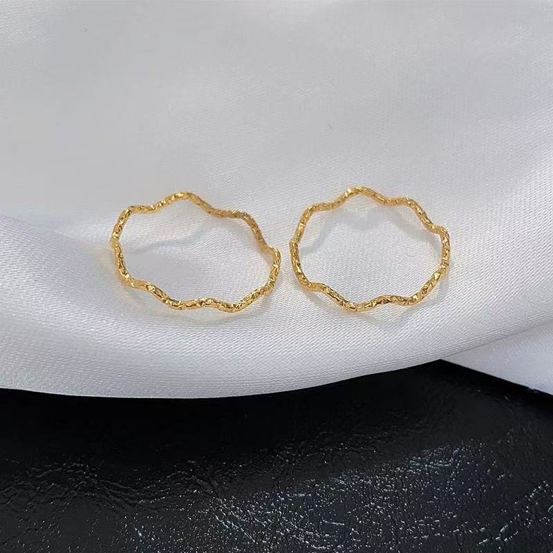 Cincin Gelombang untuk Wanita - Perhiasan Stainless Steel Murah | Aksesoris Pasangan Harian yang Elegan 我的商店