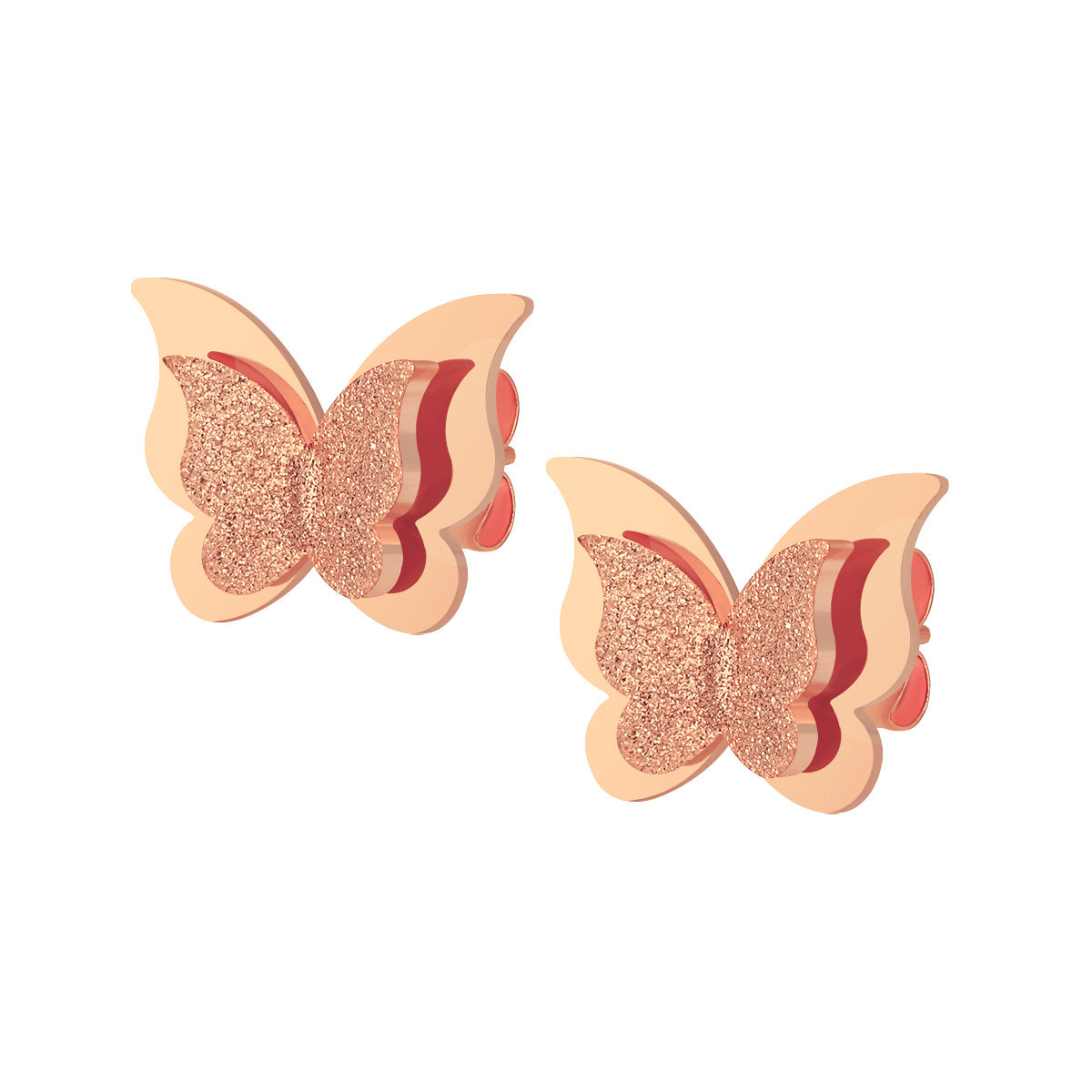 Anting Stud Wanita Kupu-Kupu Matte Baja Titanium perhiasandirect