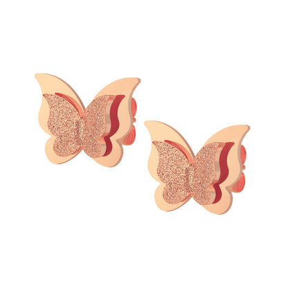 Anting Stud Wanita Kupu-Kupu Matte Baja Titanium perhiasandirect