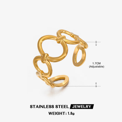 Cincin Oval Stainless Steel Wanita – Desain Modis Adjustable, Lapisan Emas 18K perhiasandirect