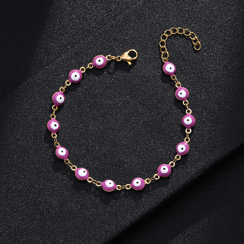 Gelang Mata Iblis Fashion Baja Tahan Karat 304 – Berlapis Emas 18K & Resin, Grosir perhiasandirect