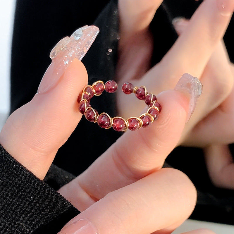 Cincin Batu Turmalin Alami Wanita – Desain Unik, Gaya Vintage, Cincin Terbuka untuk Jari Manis & Telunjuk perhiasandirect