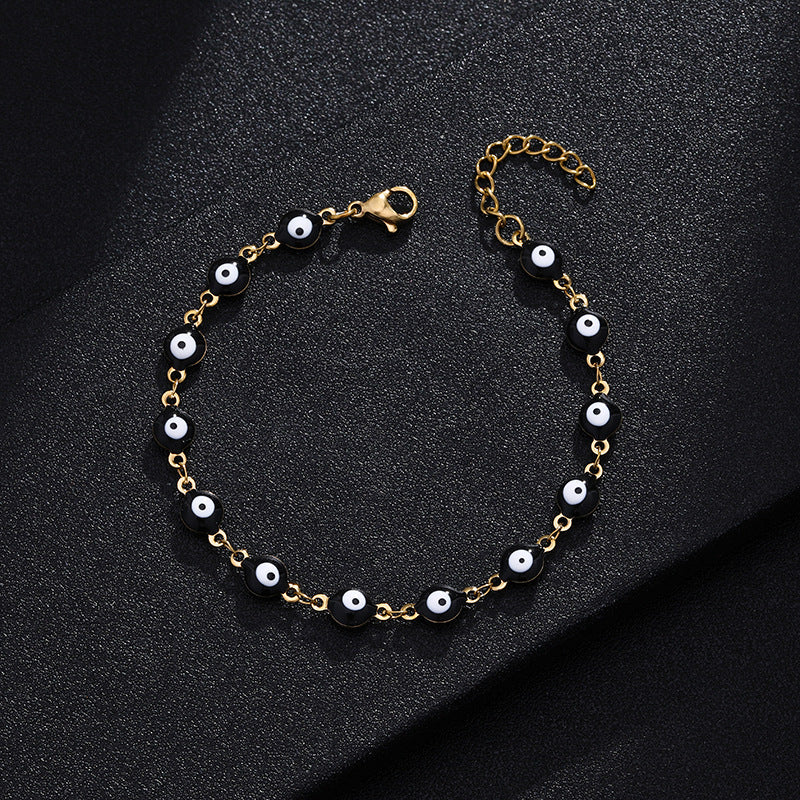 Gelang Mata Iblis Fashion Baja Tahan Karat 304 – Berlapis Emas 18K & Resin, Grosir perhiasandirect