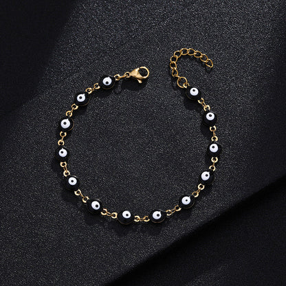 Gelang Mata Iblis Fashion Baja Tahan Karat 304 – Berlapis Emas 18K & Resin, Grosir perhiasandirect