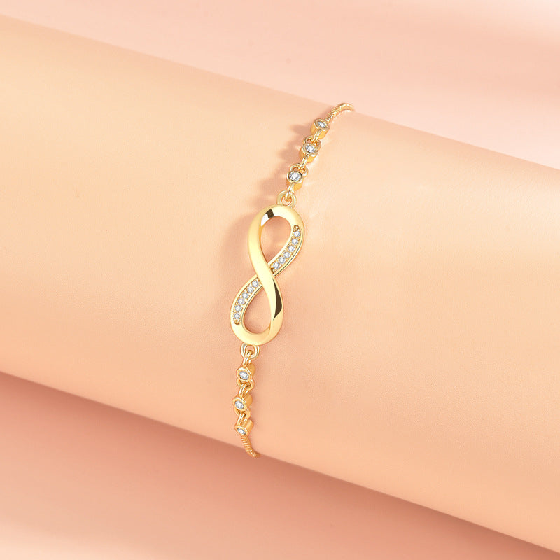 Gelang Wanita Simbol Cinta Tak Terbatas – Desain Unik dengan Zircon Berkilau perhiasandirect