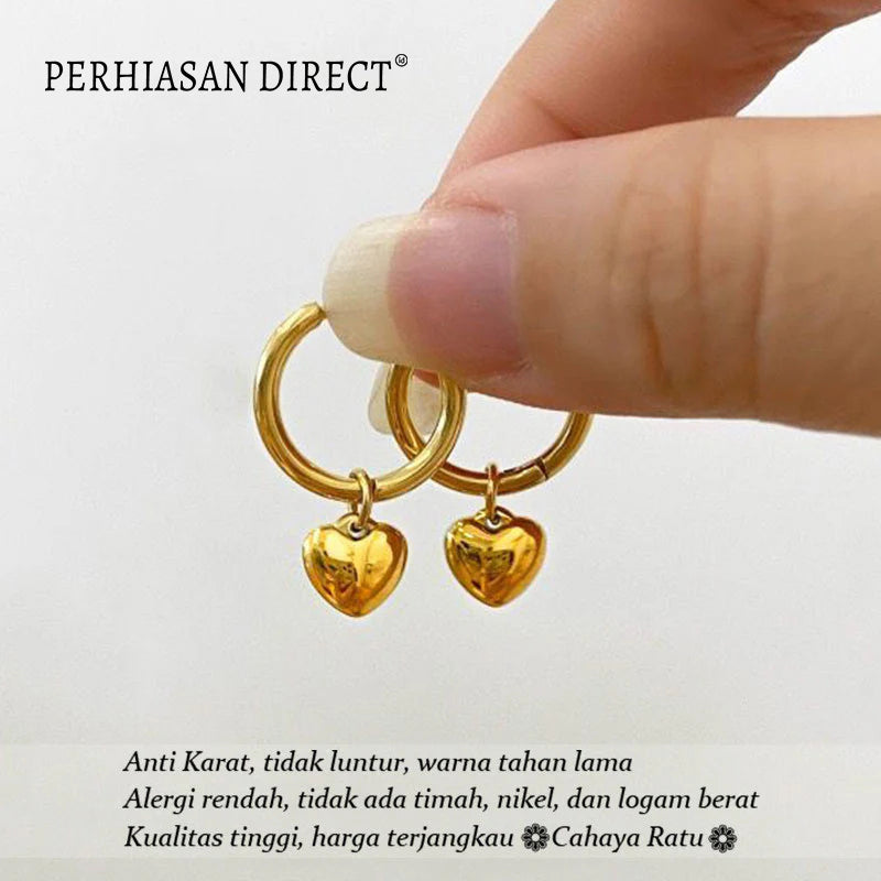 Kuku Cincin Titanium dengan Manik-manik, Baja Tahan Karat 18K dan Anting Wanita Korea Tahan Karat