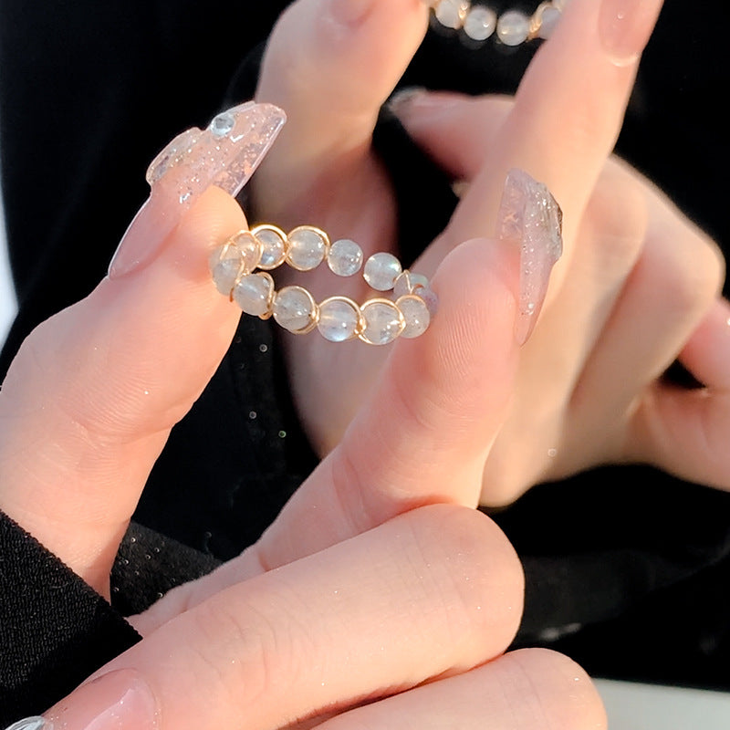 Cincin Batu Turmalin Alami Wanita – Desain Unik, Gaya Vintage, Cincin Terbuka untuk Jari Manis & Telunjuk perhiasandirect