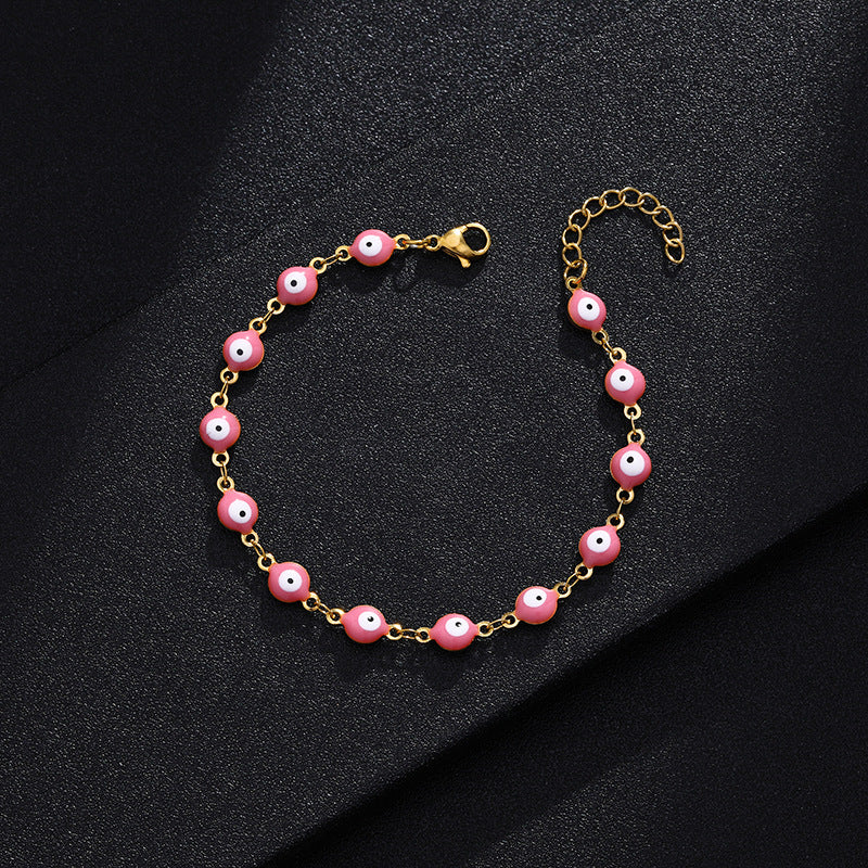 Gelang Mata Iblis Fashion Baja Tahan Karat 304 – Berlapis Emas 18K & Resin, Grosir perhiasandirect