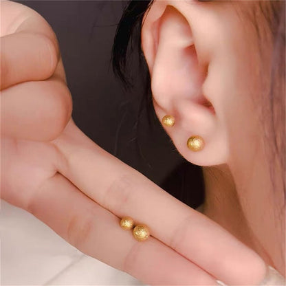 Anting Frosted Bead - Titanium Steel untuk Wanita/Pria, 1 Pasang CZ Huggie & Cartilage - 我的商店
