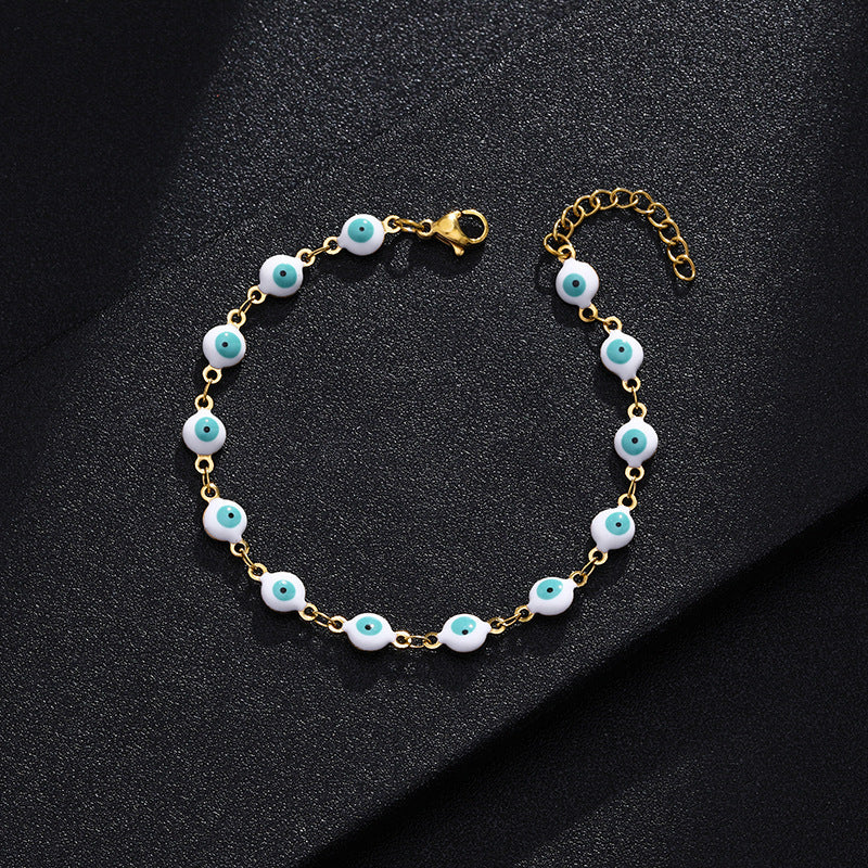 Gelang Mata Iblis Fashion Baja Tahan Karat 304 – Berlapis Emas 18K & Resin, Grosir perhiasandirect