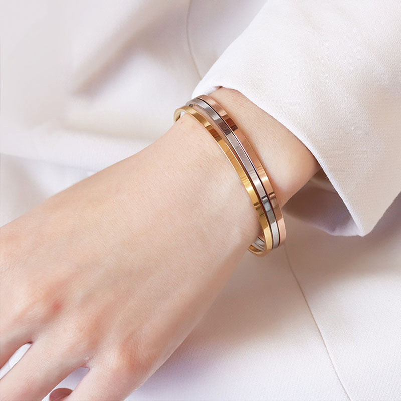 Gelang Wanita Sederhana - Stainless Steel, Elegan & Cocok untuk Hadiah Tunangan dan Ulang Tahun! - 我的商店