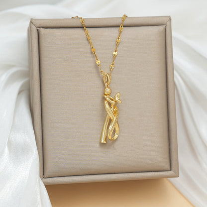 Kalung Pasangan Motif Pelukan dengan Liontin Bibir – Rantai O Titanium Steel, Desain Trendi & Populer perhiasandirect