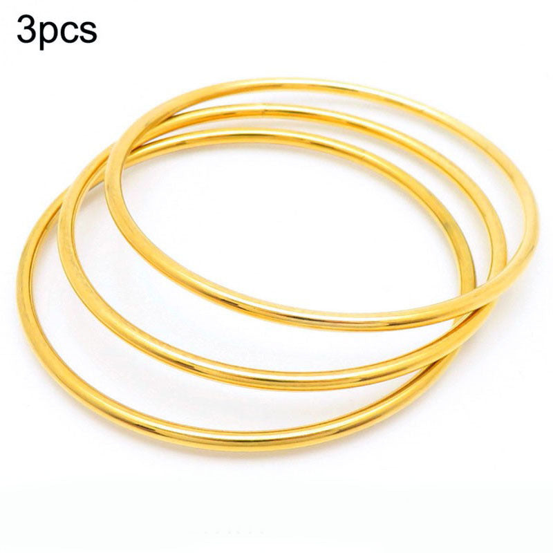 Perhiasan Minimalis untuk Wanita, Emas, Baja Tahan Karat, 2mm, 3mm, 4mm, Tabung Tipis, Lingkaran Bulat Besar, Set Gelang yang Dapat Ditumpuk perhiasandirect
