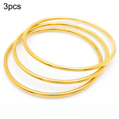 Perhiasan Minimalis untuk Wanita, Emas, Baja Tahan Karat, 2mm, 3mm, 4mm, Tabung Tipis, Lingkaran Bulat Besar, Set Gelang yang Dapat Ditumpuk perhiasandirect