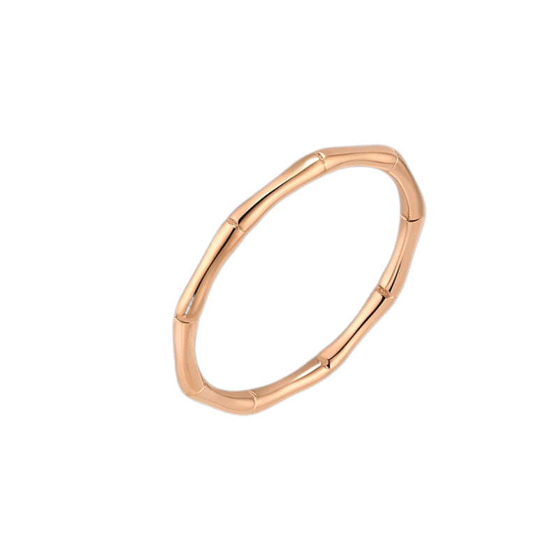 Cincin Wanita Titanium Steel Minimalis｜Desain Bambu Polos｜Elegan & Tahan Karat