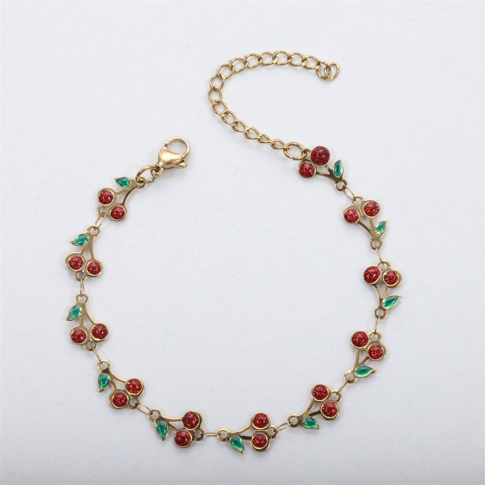 Gelang Ceri Berlapis Emas 18K – Kalung Kaki, Kalung, Rantai Pinggang & Aksesoris Grosir perhiasandirect