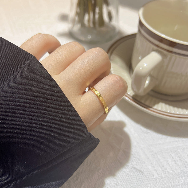 Cincin Janji Pasangan - Singsing Hati Stainless Steel Anti Pudar Lapisan Emas 18k | Aksesoris Perhiasan Elegan - 我的商店