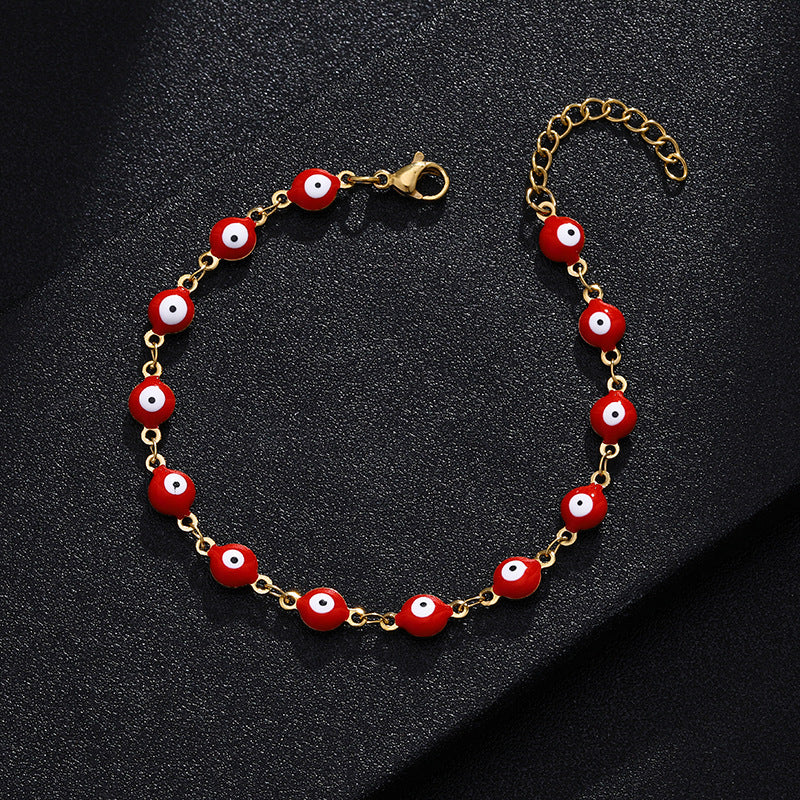Gelang Mata Iblis Fashion Baja Tahan Karat 304 – Berlapis Emas 18K & Resin, Grosir perhiasandirect