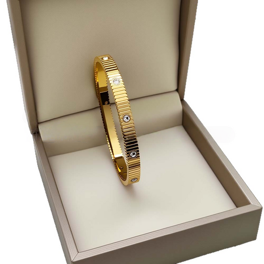 Gelang Wanita Stainless Steel Mewah｜Titanium Steel Bertabur Zircon｜Model Bintang Penuh｜Elegan & Fashionable