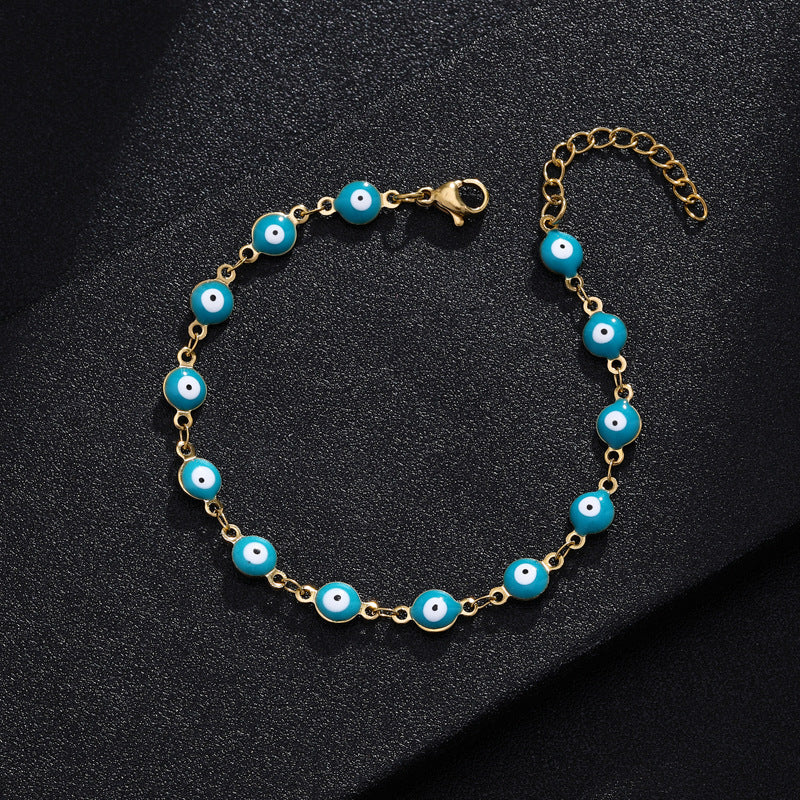 Gelang Mata Iblis Fashion Baja Tahan Karat 304 – Berlapis Emas 18K & Resin, Grosir perhiasandirect