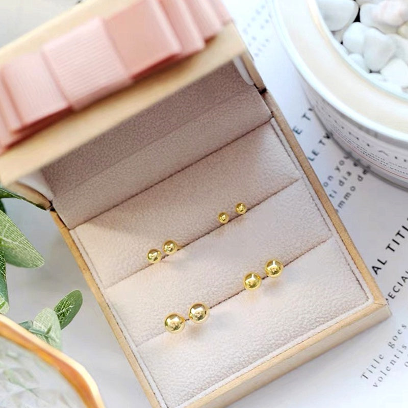 Anting Titanium Bola Gold Trending Elegan Korea Fashio Style - 我的商店