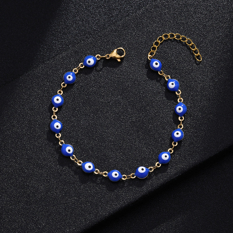 Gelang Mata Iblis Fashion Baja Tahan Karat 304 – Berlapis Emas 18K & Resin, Grosir perhiasandirect