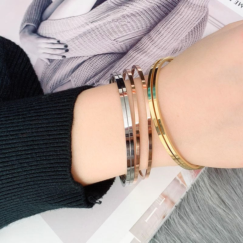 Gelang Wanita Sederhana - Stainless Steel, Elegan & Cocok untuk Hadiah Tunangan dan Ulang Tahun! - 我的商店