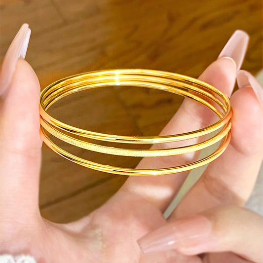 Set Gelang Bangle Minimalis untuk Wanita - 18k Emas & Stainless Steel Anti Pudar | Aksesoris Fashion Elegan - 我的商店