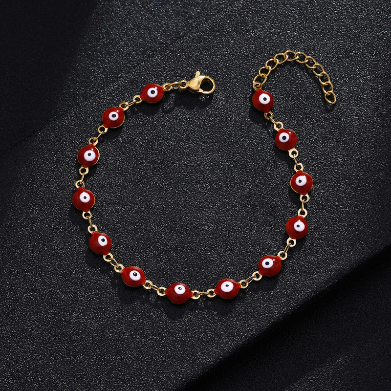 Gelang Mata Iblis Fashion Baja Tahan Karat 304 – Berlapis Emas 18K & Resin, Grosir perhiasandirect