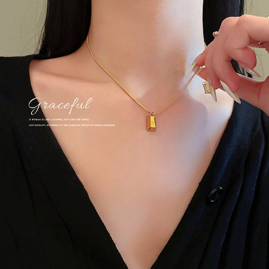 Kalung 18k Gold Nugget untuk Wanita - Rantai Klavikula Stainless Steel Anti Karat | Perhiasan Elegan dan Tahan Lama - 我的商店