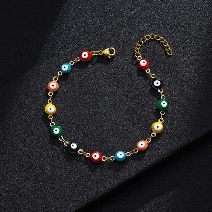 Gelang Mata Iblis Fashion Baja Tahan Karat 304 – Berlapis Emas 18K & Resin, Grosir perhiasandirect