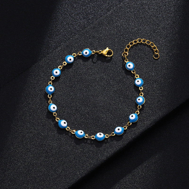 Gelang Mata Iblis Fashion Baja Tahan Karat 304 – Berlapis Emas 18K & Resin, Grosir perhiasandirect